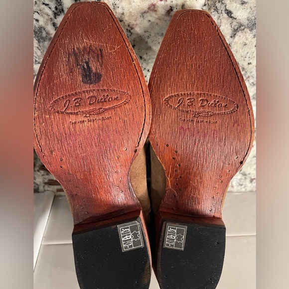 New J.B. Dillon Fringe Western Ankle Booties Suede Tan Cowboy Boots Size 5 - Picture 9 of 9